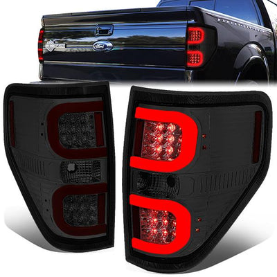 Dual Red LED C-Bar Tail Lights (Smoked)<br>09-14 Ford F150