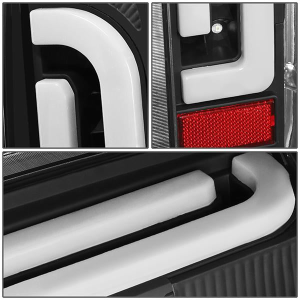 90-97 Ford F150 F250 Bronco Tail Lights - 3D Led Bar - Clear Lens - Pair - TL-F15094-LED-3D-BK-CL - 5