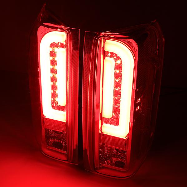 90-97 Ford F150 F250 Bronco Tail Lights - 3D Led Bar - Clear Lens - Pair - TL-F15094-LED-3D-CH-CL - 3