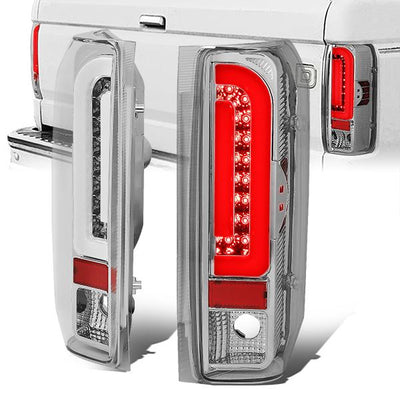 90-97 Ford F150 F250 Bronco Tail Lights - 3D Led Bar - Clear Lens - Pair - TL-F15094-LED-3D-CH-CL - 1