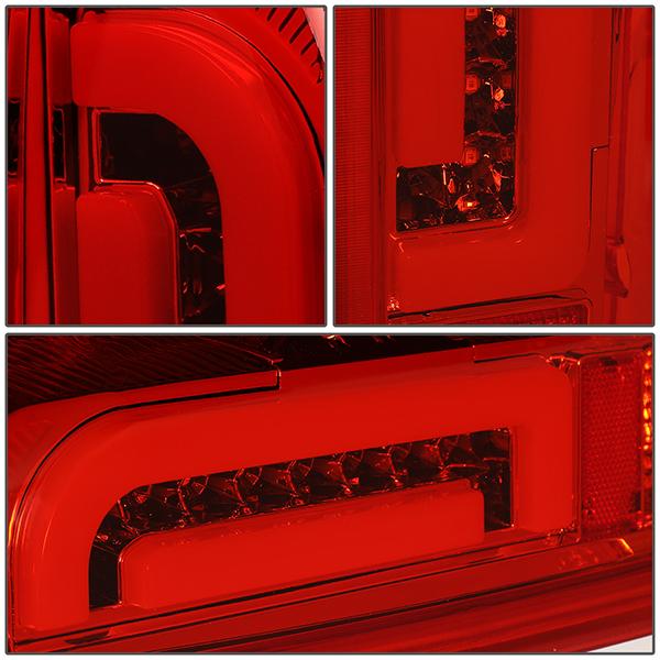 90-97 Ford F150 F250 Bronco Tail Lights - 3D Led Bar - Red lens - Pair - TL-F15094-LED-3D-CH-RD - 5