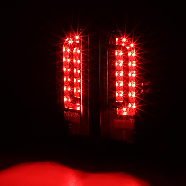 90-97 Ford F150 F250 Bronco Tail Lights - Full LED - Clear Lens - Pair - TL-F15094-LED-BK-CL - 2