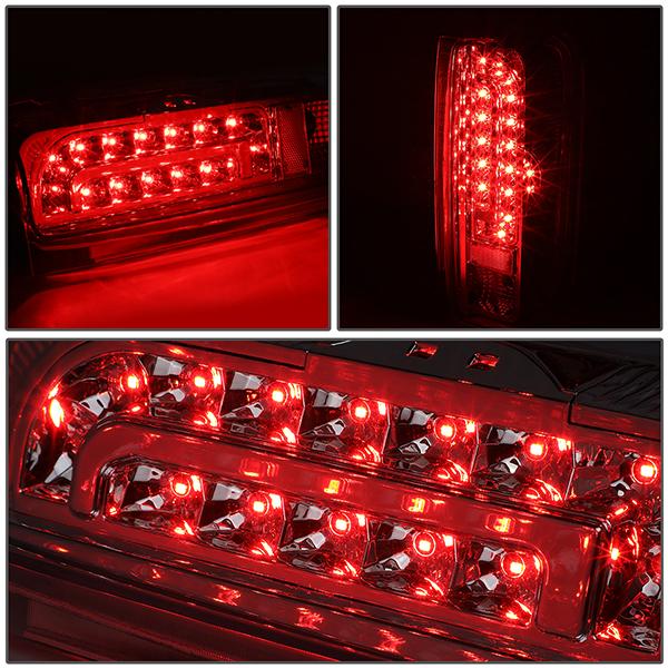 90-97 Ford F150 F250 Bronco Tail Lights - Full LED - Clear Lens - Pair - TL-F15094-LED-CH-CL - 4