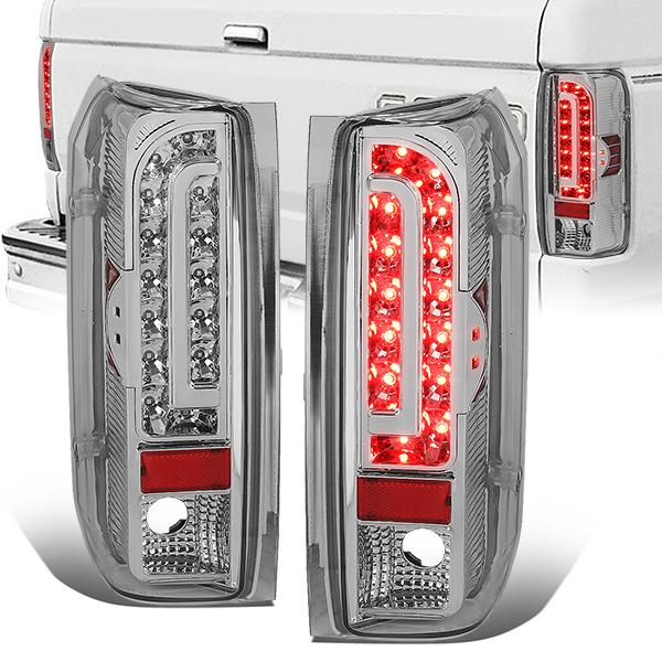 90-97 Ford F150 F250 Bronco Tail Lights - Full LED - Clear Lens - Pair - TL-F15094-LED-CH-CL - 1