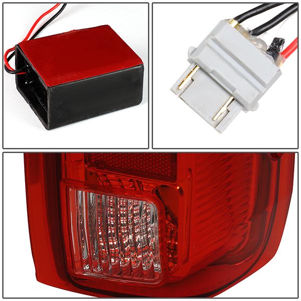 90-97 Ford F150 F250 Bronco Tail Lights - Full LED - Red lens - Pair - TL-F15094-LED-CH-RD - 8