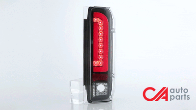 Dual Red LED Tail Lights (Black)<br>90-97 Ford F150, F250, F350, Bronco