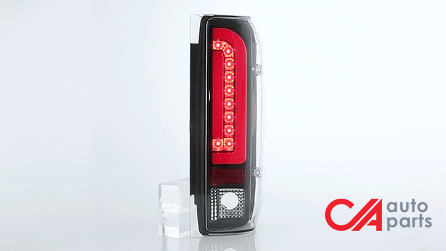Dual Red LED Tail Lights (Black)<br>90-97 Ford F150, F250, F350, Bronco