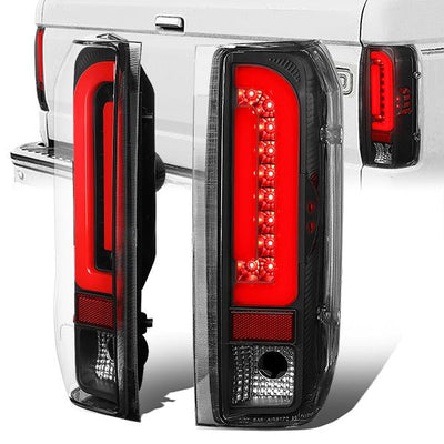 90-97 Ford F150 F250 Bronco Tail Lights - Red 3D Led Bar - Clear Lens - Pair - TL-F15094-LED-RD3D-BK-CL - 1