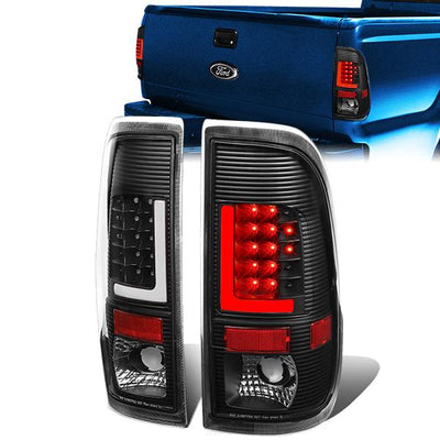 LED L-Bar Brake Tail Lights (Black)<br>97-07 Ford F250-F550 Super Duty