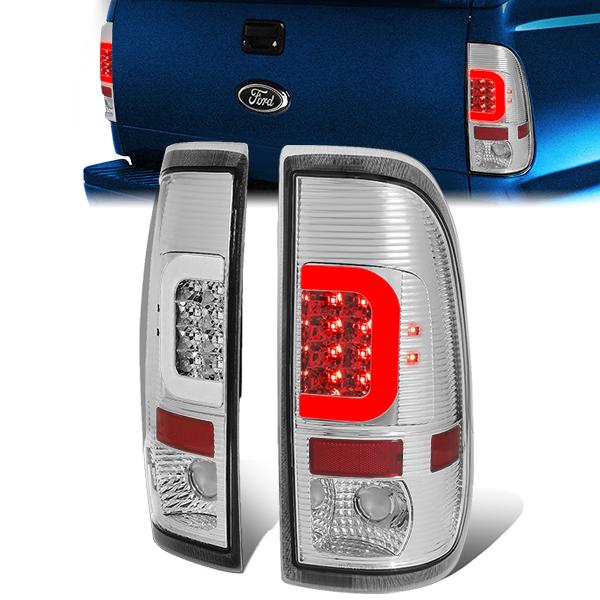 LED C-Bar Brake Tail Lights (Clear)<br>97-07 Ford F250-F550 Super Duty