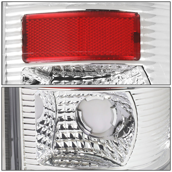D-Motoring - Tail lights - Red LED L-Bar - Chrome Housing - Clear Lens - Plug-n-Play - Pair - Ford F-150 / F-150 Heritage / F-250 SD / F350 SD / F-450 SD / F-550 SD - 4