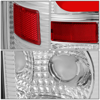D-Motoring - Tail lights - Red C-Shape 3D LED - Chrome Housing - Clear Lens - Plug-n-Play - Pair - Ford F-150 / F-150 Heritage / F-250 SD / F350 SD / F-450 SD / F-550 SD - 4