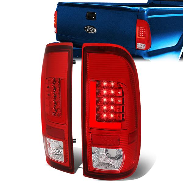 Red LED L-Bar Tail Lights (Red)<br>97-07 Ford F250-F550 Super Duty