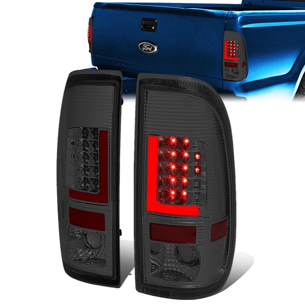 Red LED L-Bar Tail Lights (Smoked)<br>97-07 Ford F250-F550 Super Duty