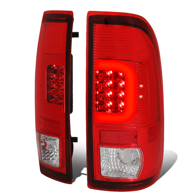 D-Motoring - Tail lights - Red C-Shape 3D LED - Chrome Housing - Red Lens - Plug-n-Play - Pair - Ford F-150 / F-150 Heritage / F-250 SD / F350 SD / F-450 SD / F-550 SD - 1