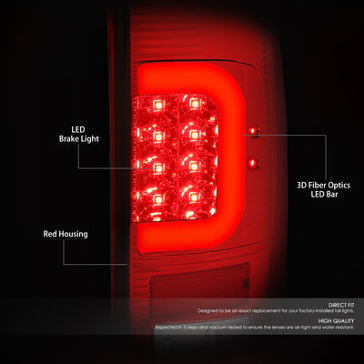 D-Motoring - Tail lights - Red C-Shape 3D LED - Chrome Housing - Red Lens - Plug-n-Play - Pair - Ford F-150 / F-150 Heritage / F-250 SD / F350 SD / F-450 SD / F-550 SD - 2