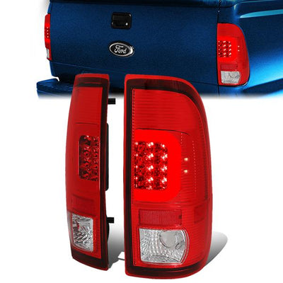 Red LED C-Bar Tail Lights (Red)<br>97-07 Ford F250-F550 Super Duty