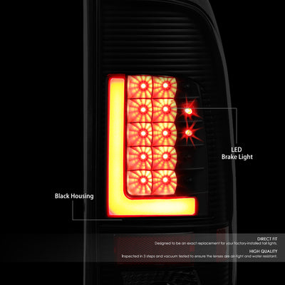 D-Motoring - Tail lights - 3D LED L-Bar - Black Housing - Clear Lens - Plug-n-Play - Pair - Ford F-250 SD / F350 SD / F-450 SD / F-550 SD / F-350 - 2