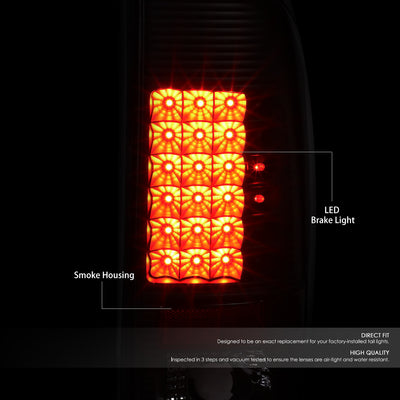 D-Motoring - Tail lights - LED - Black Housing - Smoked Lens - Plug-n-Play - Pair - Ford F-250 SD / F350 SD / F-450 SD / F-550 SD / F-350 / F-450 / F-550 - 2