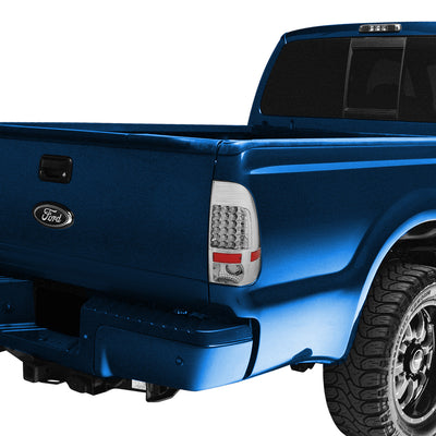 D-Motoring - Tail lights - LED - Chrome Housing - Clear Lens - Plug-n-Play - Pair - Ford F-250 SD / F350 SD / F-450 SD / F-550 SD / F-350 - 7