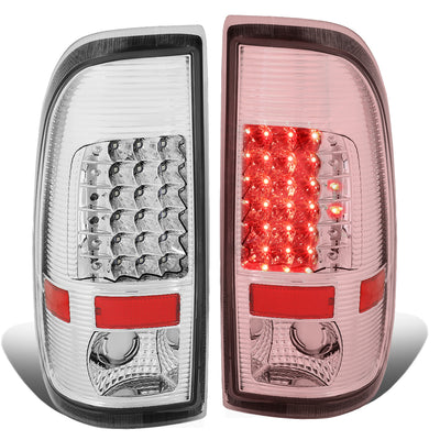 D-Motoring - Tail lights - LED - Chrome Housing - Clear Lens - Plug-n-Play - Pair - Ford F-250 SD / F350 SD / F-450 SD / F-550 SD / F-350 - 1
