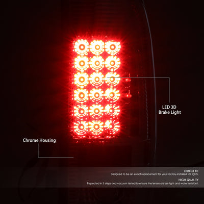 D-Motoring - Tail lights - LED - Chrome Housing - Clear Lens - Plug-n-Play - Pair - Ford F-250 SD / F350 SD / F-450 SD / F-550 SD / F-350 - 2