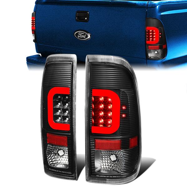 Red LED C-Bar Tail Lights (Black)<br>08-16 Ford F250-F550 Super Duty