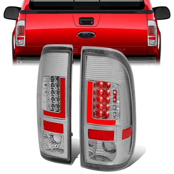Red LED L-Bar Tail Lights (Clear)<br>08-16 Ford F250-F550 Super Duty