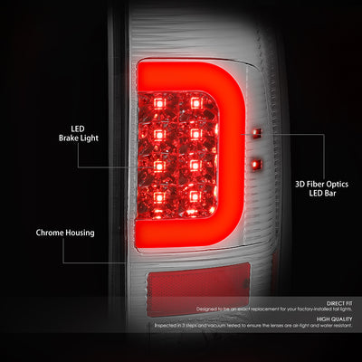 D-Motoring - Tail lights - Red C-Shape 3D LED - Chrome Housing - Clear Lens - Plug-n-Play - Pair - Ford F-250 SD / F350 SD / F-450 SD / F-550 SD / F-350 - 2