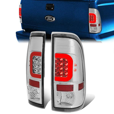 Red LED C-Bar Tail Lights (Clear)<br>08-16 Ford F250-F550 Super Duty