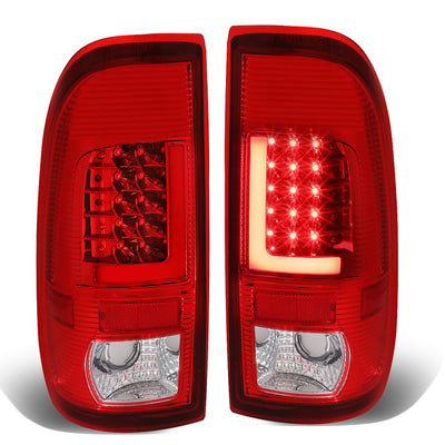 D-Motoring - Tail lights - Red LED L-Bar - Chrome Housing - Red Lens - Plug-n-Play - Pair - Ford F-250 SD / F350 SD / F-450 SD / F-550 SD / F-350 - 1