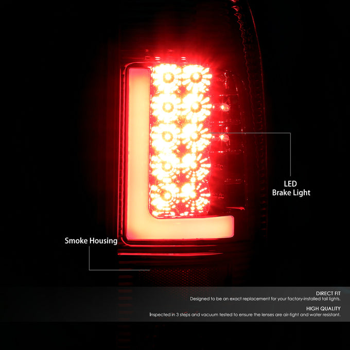 D-Motoring - Tail lights - Red LED L-Bar - Chrome Housing - Smoked Lens - Plug-n-Play - Pair - Ford F-250 SD / F350 SD / F-450 SD / F-550 SD / F-350 - 2