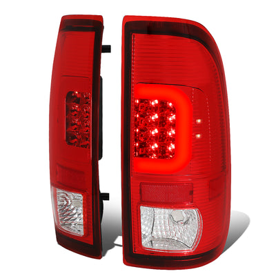 D-Motoring - Tail lights - Red C-Shape 3D LED - Chrome Housing - Red Lens - Plug-n-Play - Pair - Ford F-250 SD / F350 SD / F-450 SD / F-550 SD / F-350 - 1