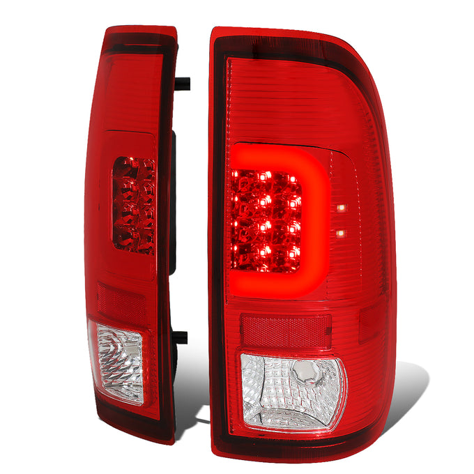 D-Motoring - Tail lights - Red C-Shape 3D LED - Chrome Housing - Red Lens - Plug-n-Play - Pair - Ford F-250 SD / F350 SD / F-450 SD / F-550 SD / F-350 - 1