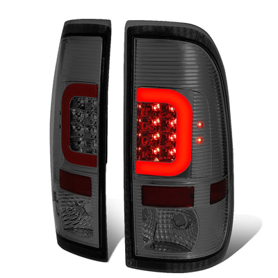 D-Motoring - Tail lights - Red C-Shape 3D LED - Chrome Housing - Smoked Lens - Plug-n-Play - Pair - Ford F-250 SD / F350 SD / F-450 SD / F-550 SD / F-350 - 1