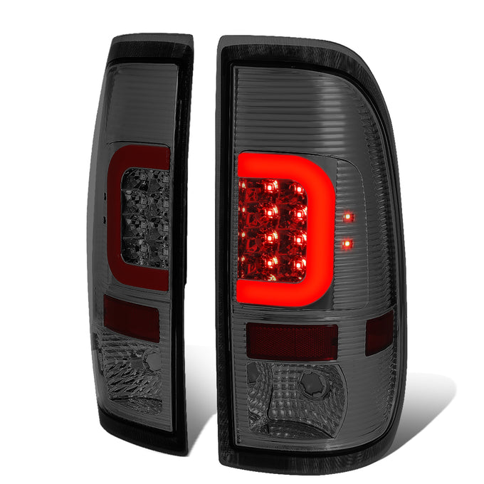 D-Motoring - Tail lights - Red C-Shape 3D LED - Chrome Housing - Smoked Lens - Plug-n-Play - Pair - Ford F-250 SD / F350 SD / F-450 SD / F-550 SD / F-350 - 1