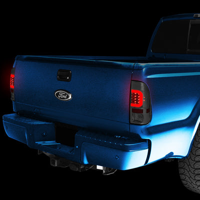 D-Motoring - Tail lights - Red C-Shape 3D LED - Chrome Housing - Smoked Lens - Plug-n-Play - Pair - Ford F-250 SD / F350 SD / F-450 SD / F-550 SD / F-350 - 7
