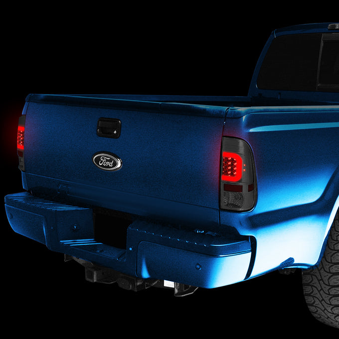 D-Motoring - Tail lights - Red C-Shape 3D LED - Chrome Housing - Smoked Lens - Plug-n-Play - Pair - Ford F-250 SD / F350 SD / F-450 SD / F-550 SD / F-350 - 7