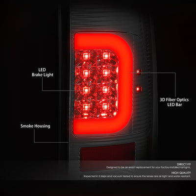 D-Motoring - Tail lights - Red C-Shape 3D LED - Chrome Housing - Smoked Lens - Plug-n-Play - Pair - Ford F-250 SD / F350 SD / F-450 SD / F-550 SD / F-350 - 2