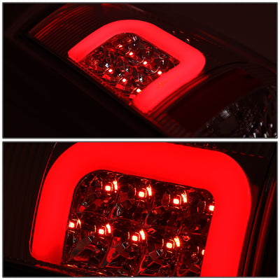D-Motoring - Tail lights - Red C-Shape 3D LED - Chrome Housing - Smoked Lens - Plug-n-Play - Pair - Ford F-250 SD / F350 SD / F-450 SD / F-550 SD / F-350 - 3
