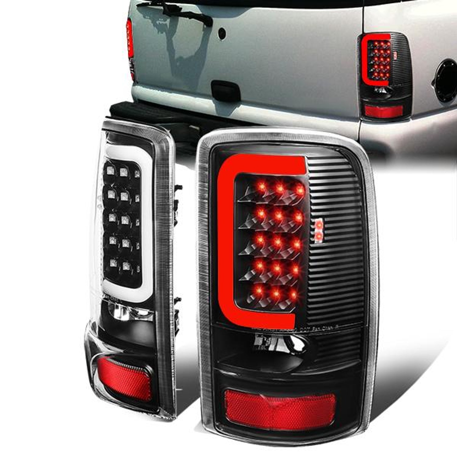 3D LED C-Bar Tail Lights(Black)<br>00-06 Yukon XL, Suburban 1500, 2500, Tahoe