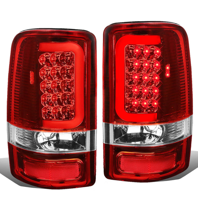 D-Motoring - Tail lights - 3D LED C-Bar - Chrome Housing - Red Lens - Plug-n-Play - Pair - GMC Yukon / Chevrolet Tahoe / Suburban - 1