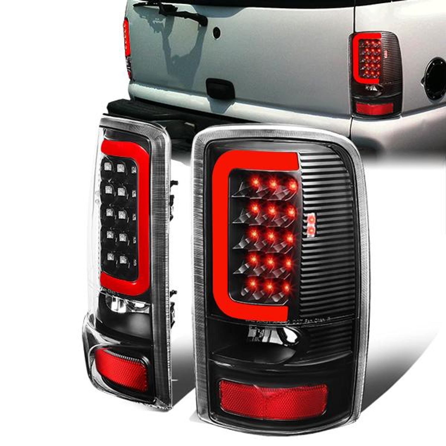 LED Red C-Bar Tail Lights (Black)<br>00-06 Yukon XL, Suburban 1500, 2500, Tahoe