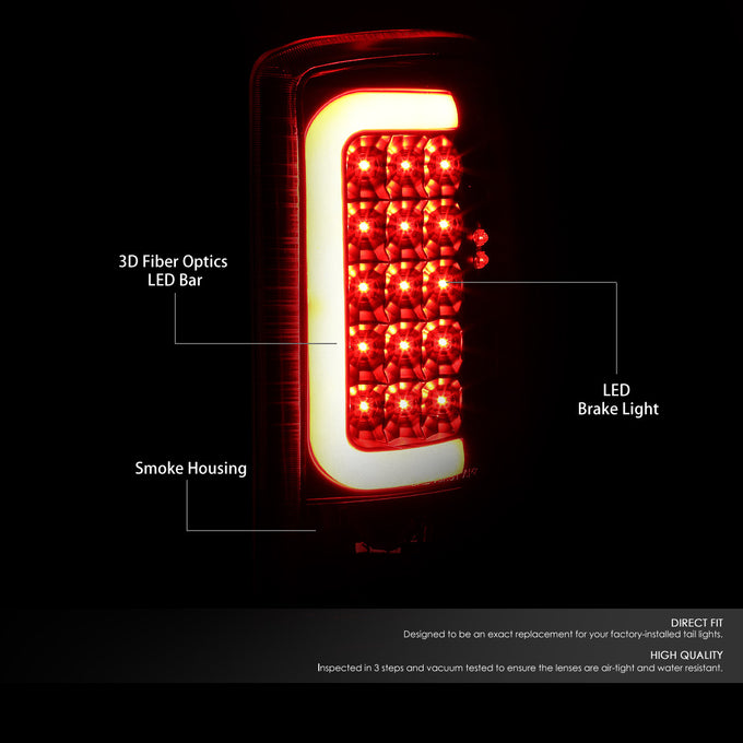 D-Motoring - Tail lights - 3D LED Red Bar - Black Housing - Smoked Lens - Plug-n-Play - Pair - GMC Yukon / Chevrolet Tahoe / Suburban - 2