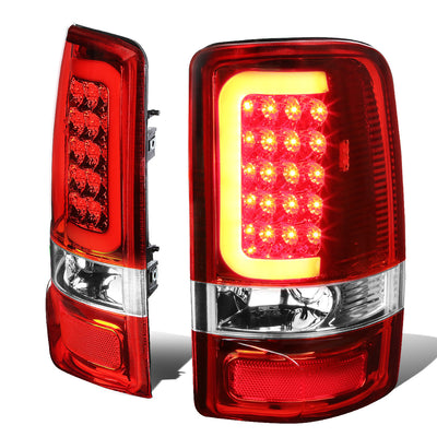 D-Motoring - Tail lights - 3D LED Red Bar - Chrome Housing - Red Lens - Plug-n-Play - Pair - GMC Yukon / Chevrolet Tahoe / Suburban - 1