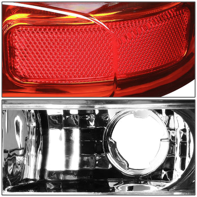 D-Motoring - Tail lights - 3D LED Red Bar - Chrome Housing - Red Lens - Plug-n-Play - Pair - GMC Yukon / Chevrolet Tahoe / Suburban - 5