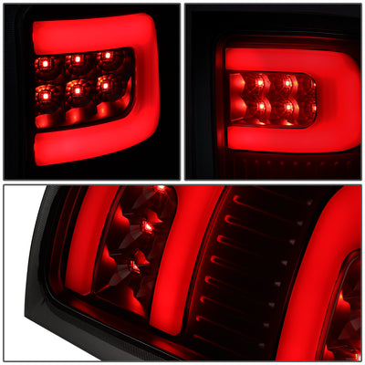 D-Motoring - Tail Lights - 3D LED C-Shape - Black Housing - Smoked Lens - Plug-n-play - Pair - GMC Sierra 1500 2500HD 3500HD - 3