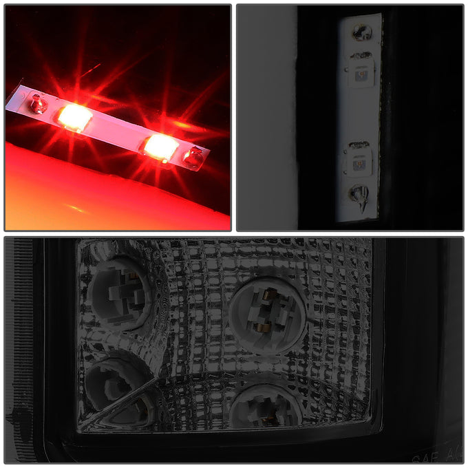 D-Motoring - Tail Lights - 3D LED C-Shape - Black Housing - Smoked Lens - Plug-n-play - Pair - GMC Sierra 1500 2500HD 3500HD - 5