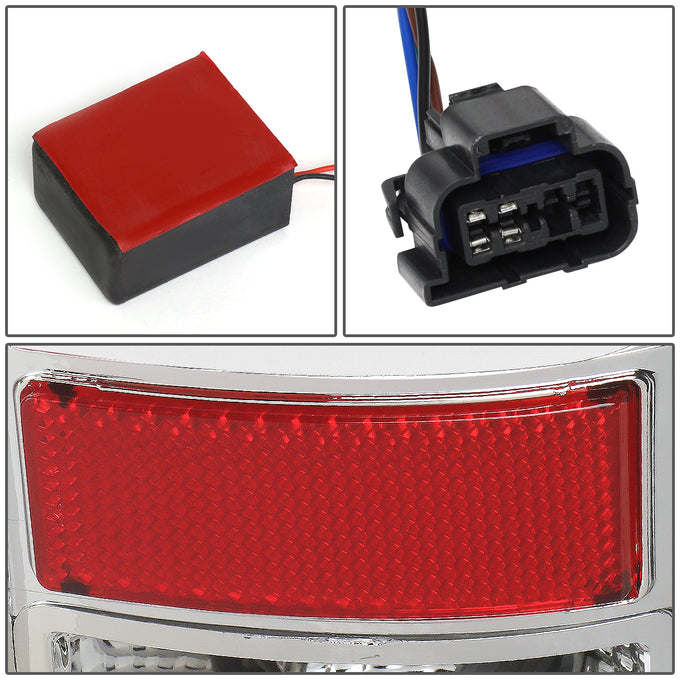 D-Motoring - Tail Lights - 3D LED C-Shape - Chrome Housing - Clear Lens - Plug-n-play - Pair - GMC Sierra 1500 2500HD 3500HD - 6