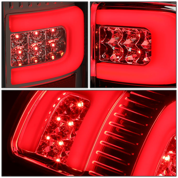 D-Motoring - Tail Lights - 3D LED C-Shape - Chrome Housing - Clear Lens - Plug-n-play - Pair - GMC Sierra 1500 2500HD 3500HD - 3